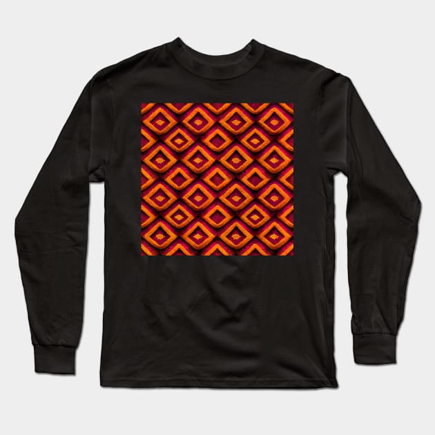 Traditional Mayan pattern, model 3 Long Sleeve T-Shirt by Endless-Designs
